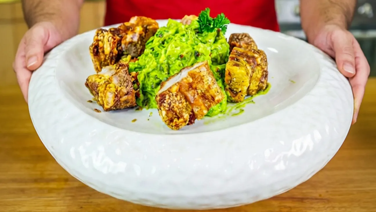 Pork Belly Chicharrón with Guacamole